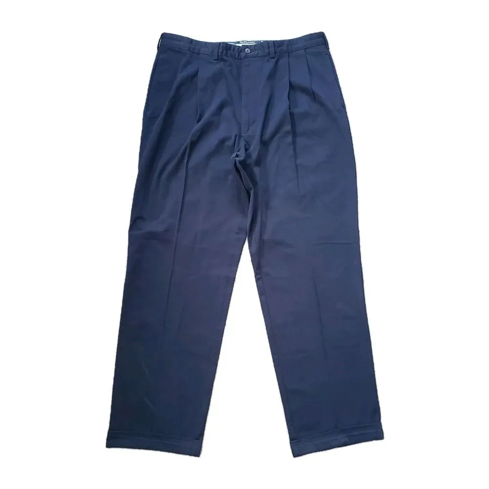 Vintage Polo Ralph Lauren Double Pleated Sz 38x32(FITS 37x31.5) Mens Navy Chinos